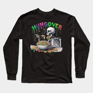 Hungover Skeleton T Shirt Design Long Sleeve T-Shirt